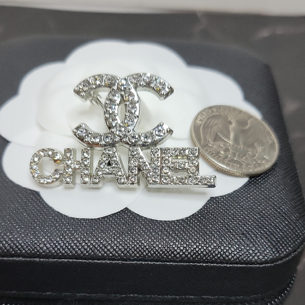 CC Silver Crystal Brooch